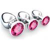CharmChic Plùg in acciaio lungo affusolato, Butt Plug Anale Metallo in 3 Taglie, Butt Plug con Diamanti, Sextoys per Donna o Uomo, Piccolo Medio Grande, Rosa