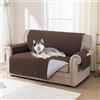 BellaHills 100% Impermeabile Copridivano 2 Posti - Copri Poltrona con Braccioli- Antiscivolo - Antimacchia Copri Divano, Copridivano moderno, Seduta 120cm, Marrone