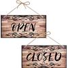 CREATCABIN Cartello Aperto Chiuso Business Cartello Bifacciale Impermeabile Legno Appeso Targa Wall Art per Business Porta Pareti Finestra Negozio Negozio Bar Decorazione Regalo 30x15cm Colore retrò