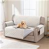 BellaHills Copridivano 2 Posti, Copricuscini Divano Con Tasche Portaoggetti,100% Impermeabile Copridivano con Braccioli, Antiscivolo Antimacchia Copridivano, Seduta 120cm, Beige