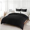 REDKEY Copripiumino Singolo in Microfibra,Set Completo Copripiumino Singolo con 1 Federa Cuscini Letto 135x200 cm + 1 Federa 80x80 cm Nero