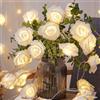 Jinlaili 20 LED Striscia di luci a LED a forma di rosa, luce bianca calda Catena luminosa a rose alimentato a batteria, Decorativa Luci della Stringa Fata Luci della Stringa Decorazione natalizia (A)