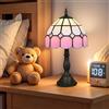Bidesen Lampada da tavolo in stile Tiffany da 8 pollici, con paralume in vetro colorato fatto a mano, per camera da letto, studio e ufficio