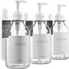MaisoNovo Dispenser Per Shampoo E Balsamo - Dispenser Per Sapone Da Doccia Con Montaggio A Parete - Set Da 500 ml Con 3 Flacone In Plastica Trasparente E Pompa Bianca - 3 Scomparto Senza Foratura