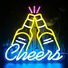 Looklight Birra Cheers Insegna al neon Giallo blu LED segno per la decorazione della parete Bar USB segno al neon per Bar Club Gaming Room Casa matrimonio compleanno Party Decor regalo