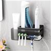 ALOCEO Porta Spazzolino per Spazzolini Elettrici da Parete con 3 Ganci, Portaspazzolino da Bagno in Acciaio Inox Senza Foratura a Parete, Nero