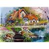 Meecaa - Set per punto croce 11 Count con timbri, paesaggio lago casa degli anatre villa kit da ricamo con accessori prestampati (36 x 46 cm) (Paesaggio 2)