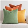 MIULEE Confezione da 4 Federa in velluto Federe per Cuscini Morbide Fodere per Cuscino Decorativi Quadrati Morbide Copricuscini 45x45 CM Serie verde arancione