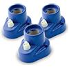 AMARCORDS - 3 Plafoniere in porcellana con pulsante attacco e27 base applique con interruttore portalampade vintage colore BLU