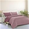Il Gruppone Passione Casa Set Copripiumino No Stiro Sacco e Federe Bicolore Effetto Raso Parure Microfibra Morbida Anallergica Mano Pesca - Zephir/Orchidea - Matrimoniale