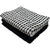 HOME ZEN HOUSEHOLD LINEN SET 4 PEZZI ASCIUGHINI ART POP CORN IN SPUGNA DI COTONE TINTA UNITA E QUADRETTI COLORATI (NERO)