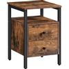 HOOBRO Comodino, Tavolino, con 2 Cassetti e 2 Ripiani Portaoggetti, Stile Industriale Vintage, Tavolino Accanto a Divano, Montaggio Facile, per Soggiorno e Camera da Letto, Marrone Vintage EBF43BZ01