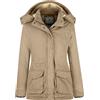 WenVen Donna Giacca Invernale Calda Giacca Antivento Impermeabile Parka Elegante Classico Cappotto con Cappuccio Nero M
