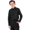 mintgreen Ragazzi Uniforme Scolastica Manica Lunga Cotone Abito Formale Solido Maniche Lunghe Abbigliamento, Nero, 11-12 Anni