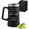 Maverton Boccale da birra personalizzato in acciaio inox - Tazza termica nera da campeggio 700ml - Bicchiere termico 6h caldo/10h freddo - Bicchieri birra - Regalo uomo compleanno - Regalo fidanzato