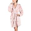 IQYU Accappatoio da donna corto e soffice con cappuccio in cotone - vestaglia da donna in spugna di cotone corto accappatoio invernale per sauna kimono accappatoio da viaggio, Colore: rosa., M