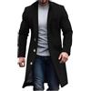 Cexiakong Cappotto invernale da uomo, slim fit, cappotto di lana lungo, trench, giacca invernale, da lavoro, da uomo, slim fit, lungo, cappotto di lana da lavoro, trench, Nero , S