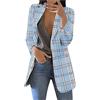 Generic Cappotto da donna blazer outfit da donna a collo alto da lavoro cardigan a quadri invernale autunno cappotto 2024 moda, R-796 Blu Reale Chiaro, L