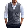 Generisch Gilet da uomo senza maniche in lana - Gilet in maglia da uomo senza maniche scollo a V misto lana con scollo a V misto cotone senza maniche Cardigan leggero morbido con bottone, caffè, XL