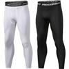 SHAIYOU Confezione 2 Pantaloni Compressione Uomo, Leggings Collant Funzionali Traspiranti, Pantaloni Sportivi Allenamento, Collant con Tasche per Corsa, Palestra, Ciclismo (XXL,White+Black)