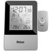 MEBUS Stazione meteo radiocomandata con sensore esterno, termometro, igrometro (esterno), orologio radio, indicatore di benessere della stanza, previsioni meteo con simboli, calendario lunare, colore: