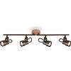 Briloner Leuchten - Plafoniera LED retrò con legno, plafoniera a 4 lampadine vintage, temperatura di colore bianco caldo, faretto LED orientabile, faretto da soffitto rustico, legno grigio, 2872-045