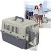 HENGMEI Box per il Trasporto di Cani di Piccola Taglia e Gatti, in Plastica, Con Porta, Fessure di Ventilazione, Ciotole e Maniglia, 49,5 × 33,5 × 36 cm