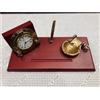 FORESTI & SUARDI OROLOGIO STILE MARINA CON POSACENERE E PORTAPENNA OTTONE SU TAVOLETTA LEGNO