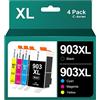 Coloran 4-Pack 903XL Alta Resa Cartucce Compatibili per HP 903 XL Multipack per Officejet 6950 Pro 6960 6970 6968 6974 6975 6976 6978 (Nero Ciano Magenta Giallo)