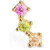 SINGULARU - Orecchino Singolo Triple Spark Color. Argento Sterling 925 con Finitura in Oro 18Kt e Dettagli Zirconi. Chiusura in Silicone. Gioielli per Donna
