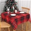 Hapterouse Tovaglia Natalizia Tovaglia Impermeabile Tovaglia Lavabile a Scacchi Tovaglia Antimacchia per Cucina Tovaglia da Pranzo Decorazione Natalizia Biancheria da Tavola,137x137cm,Rosso con Nero