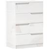 HOMCOM Cassettiera 4 Cassetti Moderna e Minimal in Legno, 60x40x85 cm, Bianco Lucido