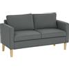 HOMCOM Divano 2 Posti con Spazio Contenitore e 2 Cuscini, in Tessuto Effetto Velluto e Legno, 140x63x79 cm, Grigio
