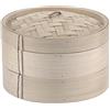 Paderno Cestello per Cottura a Vapore - Cuocivapore di Bambù con Coperchio, 2 Livelli, Diametro 15 cm, Colore Naturale