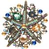 KristLand Stella di Mare Spilla Cristallo Strass Pearl Donne Corsage Pin Placcato Oro Spilla Compleanno Festa Estate Festa sul Mare Scatola Regalo Donne