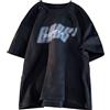 GURUNVANI Maglietta da uomo stile vintage, girocollo, grafica, hip hop a maniche corte, Nero , XL