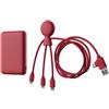 Xoopar Batteria Esterna in Plastica Riciclata - Cavo multi USB 4 in 1: USB C, USB, Lightning e Micro USB e Batteria Esterna 5000mAh a Carica Rapida - Mr Bio Pack Lungo 1m Rosso Xoopar