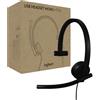 Logitech H570e cuffia con microfono per PC e Mac, cuffia con microfono cablata USB-A con audio mono, microfoni con cancellazione del rumore, controlli sul cavo, certificata per Microsoft Teams, nera