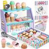 Atoylink Gioco Gelateria Giocattolo per Bambini, Gelato in Legno Accessori da Cucina con Coppetta e Cono Gelato Finto Soldi Finti Giochi Ruolo Educativo Regalo per Bambina Bambini (viola)