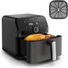 Moulinex Easy Fry Mega, Friggitrice ad Aria, Capacità Extra-Large 7.5 L, Fino a 8 Persone, 8 Programmi Preimpostati, Dimensioni Compatte, App con Ricette, Lavabile in Lavastoviglie, EZ855H, nera