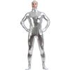 RUMAOZIA Tuta da uomo a maniche lunghe, a tutto il corpo, elasticizzata, tinta unita, lucida, leggings, tuta sportiva da uomo, costume da uomo, per Halloween, argento, L