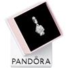 PANDORA Pendente Moments con palla di neve in argento Sterling con zirconi cubici trasparenti e verde acqua e vetro di Murano con glitter trasparenti