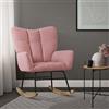 ML DESIGN modern living ML-Design Poltrona a Dondolo per Salotto Sedia Confortevole Rosa Imbottita Poltroncina da Soggiorno con Braccioli e Schienale Alto Rilassante Base in Legno Massiccio Arredamento Casa