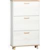DecHome Scarpiera Salvaspazio in Truciolato con 3 Cassetti e 2 Ripiani Interni Regolabili 70x23.5x122 cm Bianco