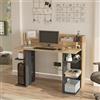 LBSIGN Scrivania Moderna Porta PC 120x58x98 Con Ripiani Laterali Pixel Rovere E Antracite