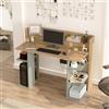 LBSIGN Scrivania Moderna Porta PC 120x58x98 Con Ripiani Laterali Pixel Rovere E Verde