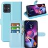 JIUNINE Cover per Motorola Moto G54 5G, Custodia Portafoglio Libro in Pelle Sintetica Antiurto Cover Flip Case con Slot per Schede, Fibbia Magnetica Compatibile con Motorola Moto G54 5G, Blu