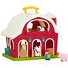 Battat - Granaio rosso - Playset classico del fienile rosso - Fattoria giocattolo per bambini e ragazzi - 4 Animali della fattoria - Fienile portatile con maniglia per il trasporto - 18 mesi +