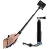 GlasFlength Bastone Selfie Asta Telescopica per GoPro Hero 12 11 10 9 8, Selfie Stick Monopiede Fotografico Regolabile Impermeabile Asta Selfie per Insta360/X3/One e Altre Action Camera