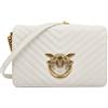 Pinko Love Click Classic Sheep Nappa Chevron, Borsa Donna, Z14Q_Bianco Seta-Antique Gold, Taglia Unica
